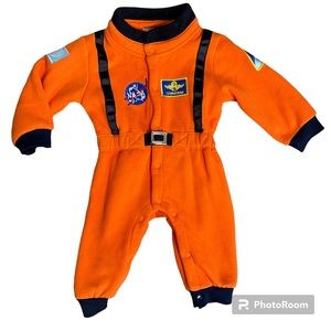 StylesILove Astronaut One Piece Sleeper Jumper 6 Mos Orange Fleece  Patches